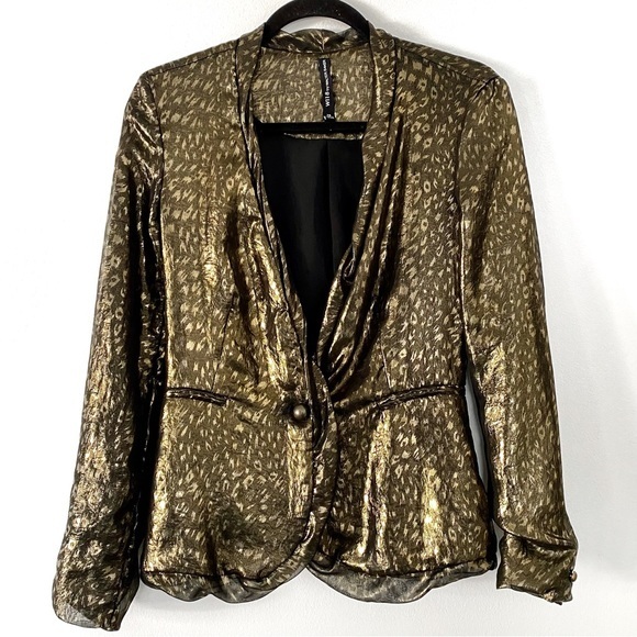 W118 by Walter Baker Jackets & Blazers - Walter Baker Genny sheer gold black lightweight leopard jacket blazer XS